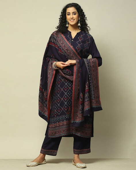 Women Floral Print Straight Kurta with Palazzos & Dupatta