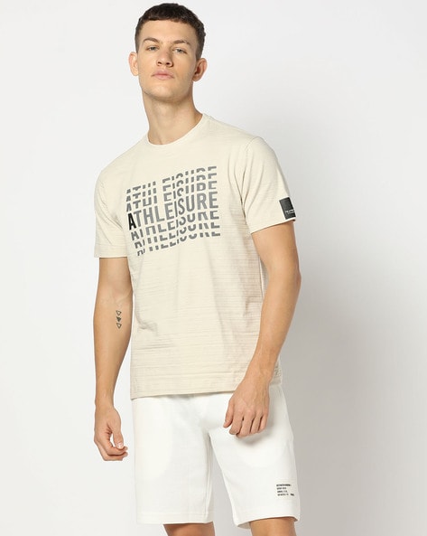 Men Typographic Print Regular Fit Crew-Neck T-Shirt