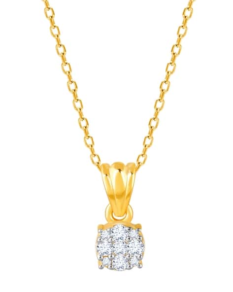 Giva Women Yellow Gold Diamond-Studded Pendant with Chain