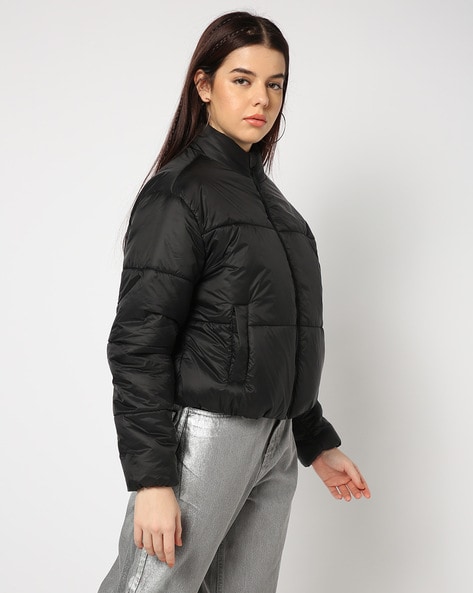 Fitted black puffer jacket on sale