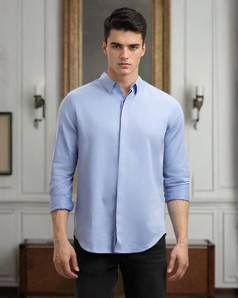 SUPERDRY Satin Concealed Placket Regular Fit Shirt