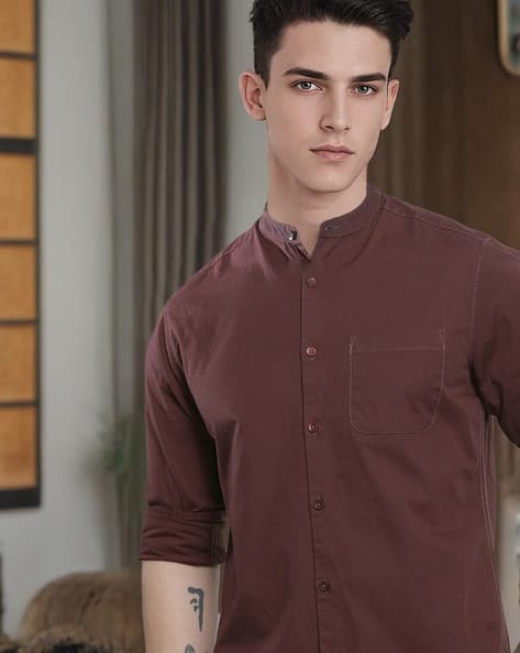 The Indian Garage Co Cotton Shirt with Patch Pocket