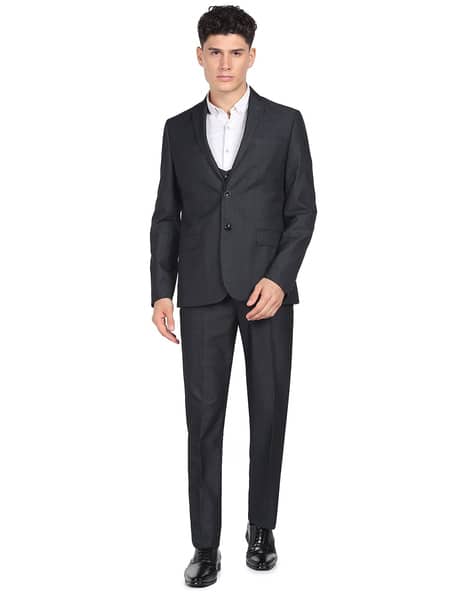 Tailored Regular Fit Windowpane Check Three Piece Suit