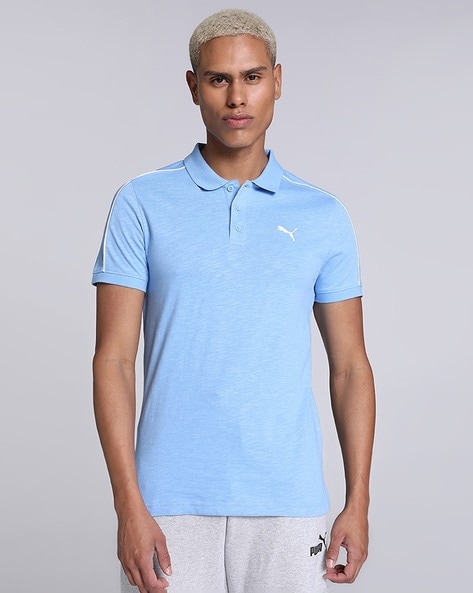 Men Slim Fit Slub Polo T-Shirt