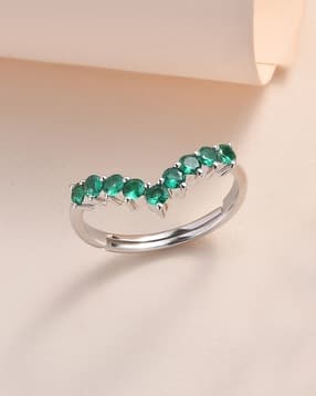 ornate jewels Women Sterling Silver Emerald-Studded Ring-picture-40