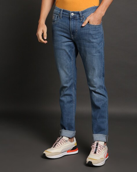 Men Brandon Mid-Wash Slim Tapered Fit Jeans