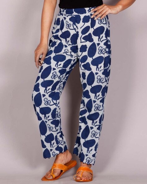 Women Printed Palazzos with Elasticated Waist Price in India