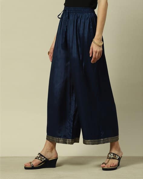 Women Palazzos with Elasticated Drawstring Waist