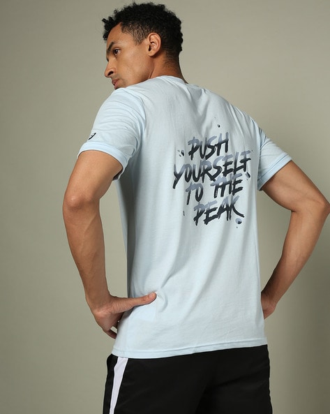 Slogan Graphic Print Regular Fit Crew Neck T Shirt