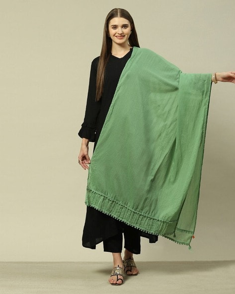 Women Cotton Dupatta with Tassels Price in India