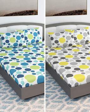 divine casa Set of 2 144 TC Polka Dots Combo King Size Bedsheets with 4 Pillow Covers-picture-12