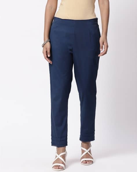 Rangriti Women Slim Fit Flat-Front Pants