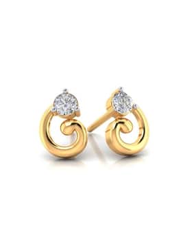p.c. chandra jewellers Women Yellow Gold American Diamond Stud Earrings-picture-24