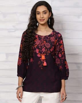 Women Floral Print A-Line Tunic-image-21