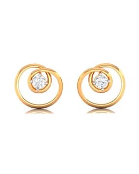 p.c. chandra jewellers Women Yellow Gold Twirled American Diamond Stud Earrings-picture-51