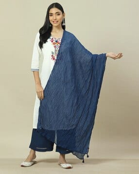 rangriti Women Crinkled Cotton Dupatta with Tassels-picture-26