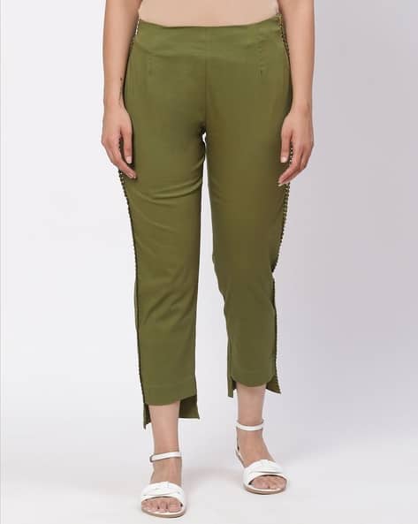 Rangriti Women Slim Fit Flat-Front Trousers