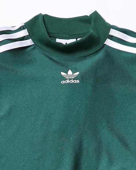 3-Stripe Cropped Long-Sleeve Casual T-Shirt