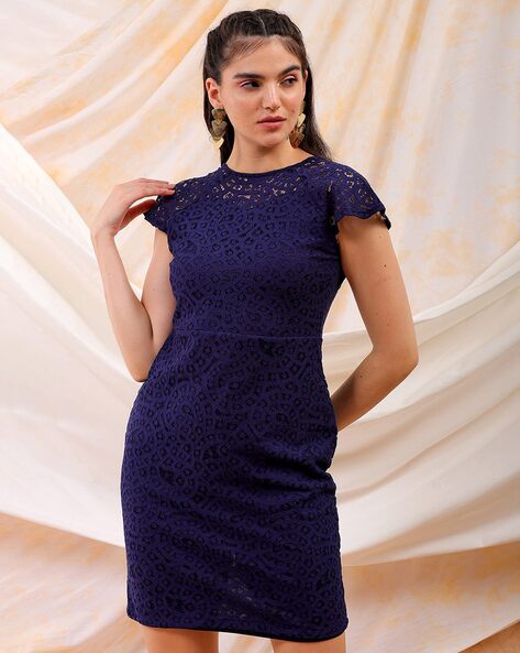 Shops womens navy blue lace dress