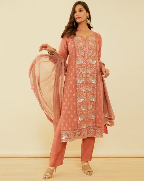 Women Embroidered Unstitched Dress Material Price in India