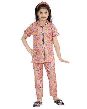 burbn Girls Printed Lounge Pants & Top Set-picture-38