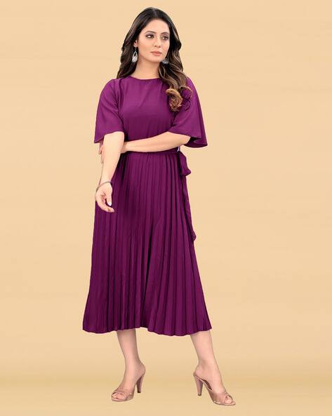 Buy DEKLOOK Women Round-Neck A-Line Dress Online | Ajio.com