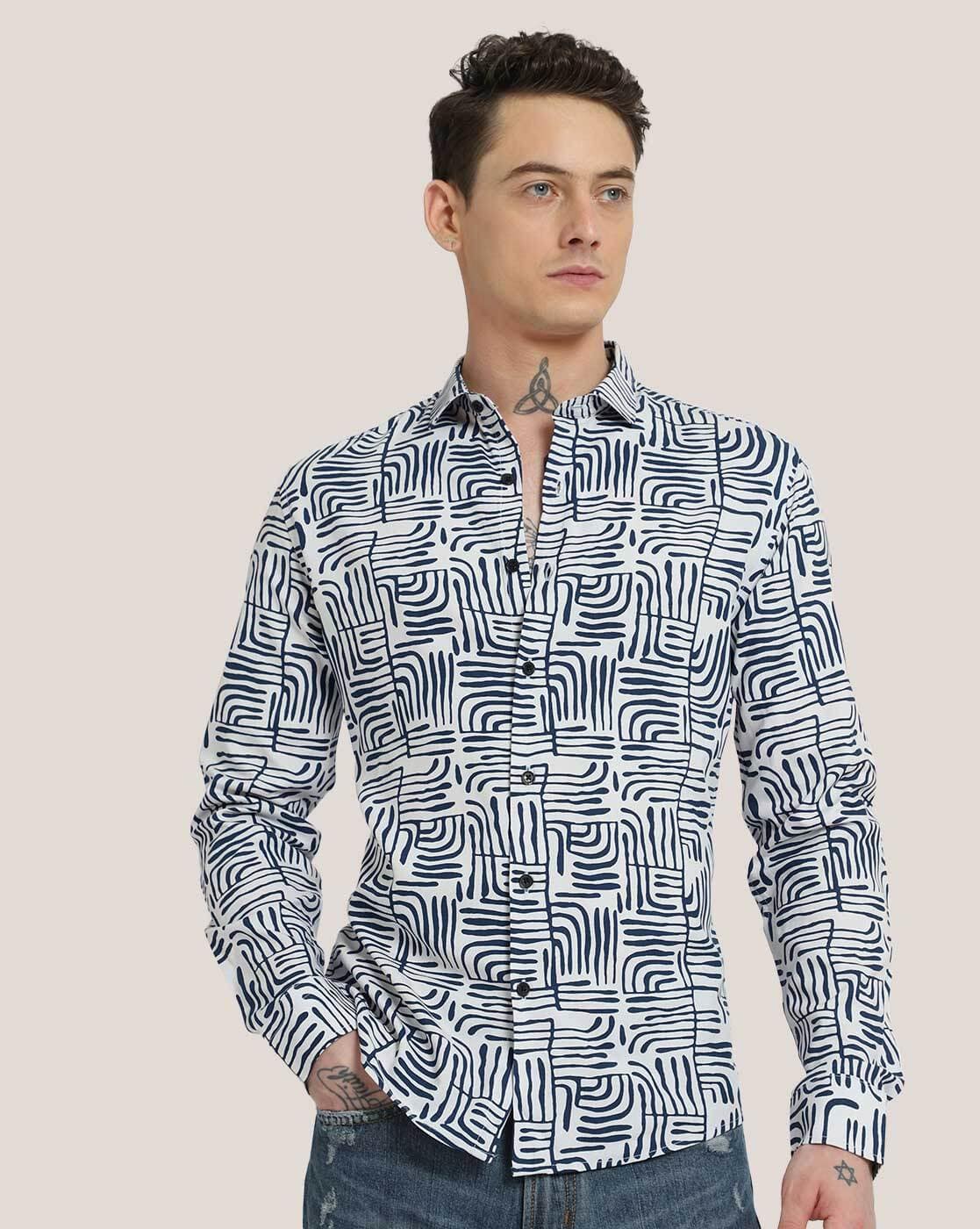 BANANA CLUB Men Printed Regular Fit Shirt with Spread Collar For Men (Multi, XL)