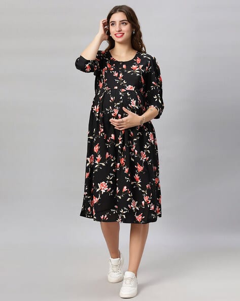 fit and flare pregnancy dress Beige Cotton Flax Fit and Flare Knee Length Pre and Post Maternity Dress 62
