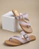 mauve flat sandals