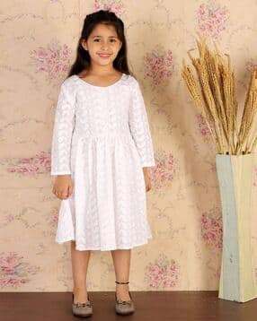 vastramay Girls Paisley Embroidered Fit & Flare Dress-picture-45
