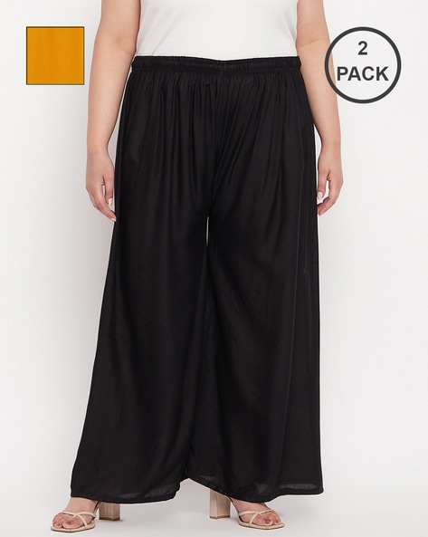 Women Pack of 2 Palazzos with Elasticated Waistband Price in India