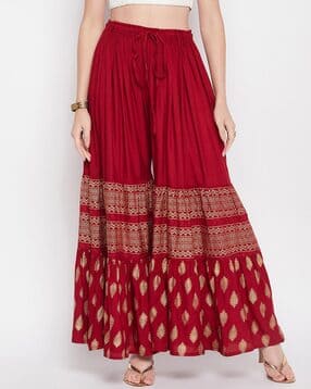 clora creation Women Foil Print Flared Sharara-picture-25