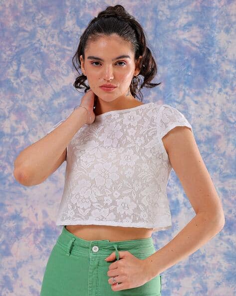 Women Lace Regular Fit Crop Top - Main Image