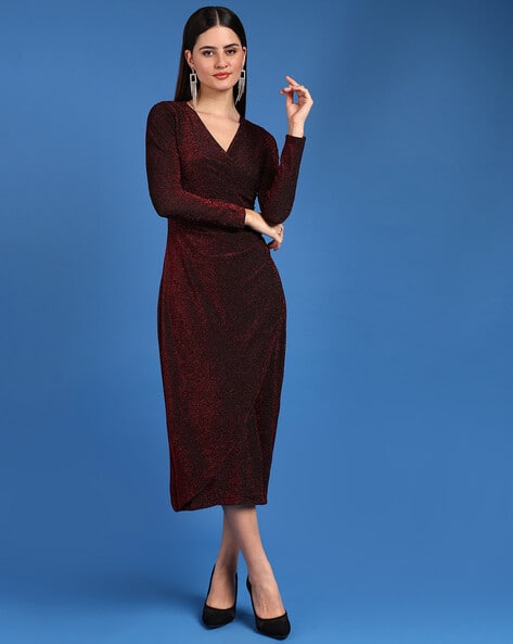 bodycon dress xl Silver Off-shoulder Party Wear Shimmer Bodycon Dress – AUMBE main image 1