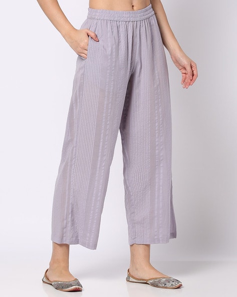 Women Striped Regular Fit Pants Price in India