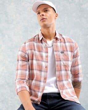 Men Checked Slim Fit Shirt with Patch Pocket-image-36