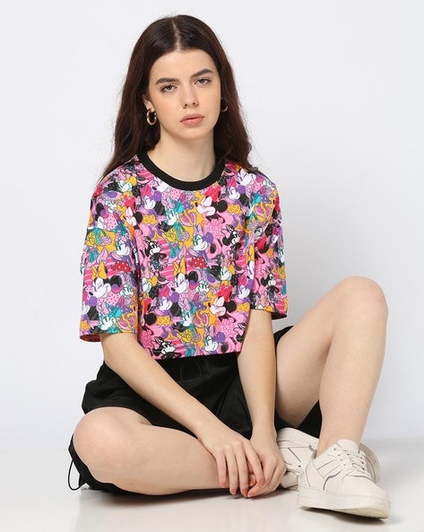 Women Minnie Mouse Print Oversized Fit T-Shirt