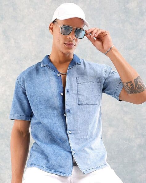 The Indian Garage Co Men Relaxed Fit Streetwear Denim Shirt