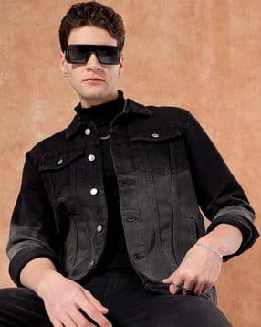 the indian garage co Men Slim Fit Denim Jacket with Flap Pockets-picture-13