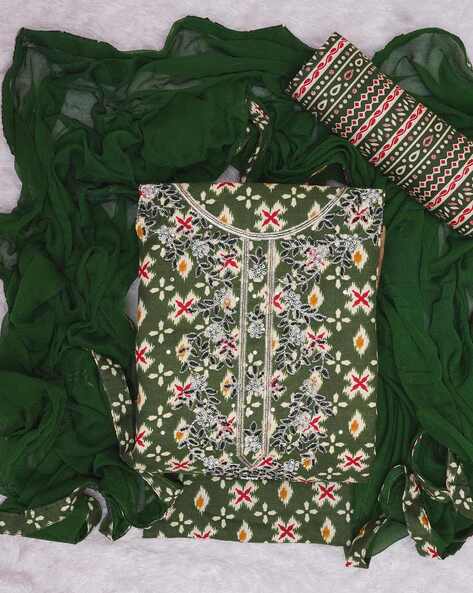 Women Embroidered Unstitched Dress Material Price in India