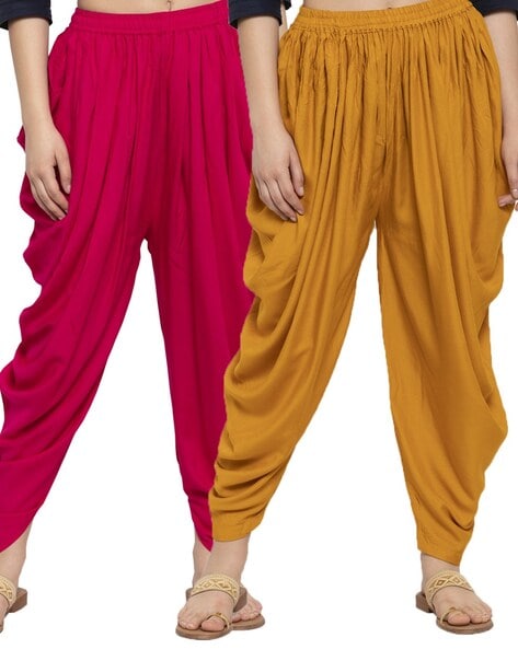 Women Pack of 2 Dhoti Pants with Elasticated Waistband Price in India