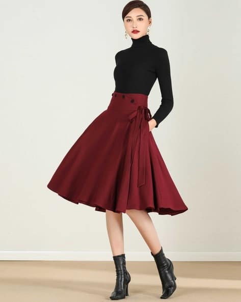 Buy Maroon Skirts for Women by Bhutaiya Online