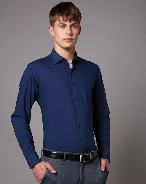 Shirt Outfit Navy Blue Button Up Professional Dress Shirts Light Blue  Circle Texture Leeward Dress Shirt