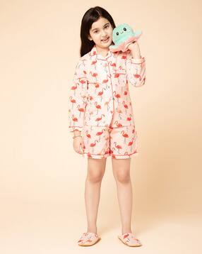 Girls Printed Shirt & Shorts Set with Slides-image-45