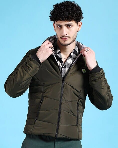 Men Regular Fit Hooded Puffer Jacket