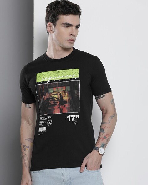 Men Graphic Print Regular Fit Crew-Neck T-Shirt