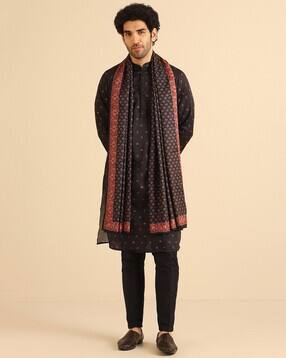 kisah Men Block Print Stole with Contrast Border-picture-13