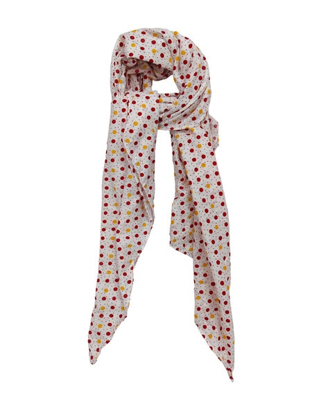 Women Polka-Dot Scarf with Stitched Detail Price in India