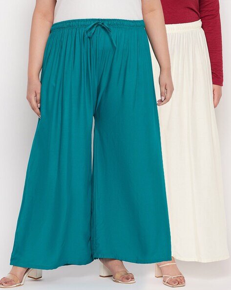 Pack of 2 Women Palazzos with Elasticated Waistband Price in India