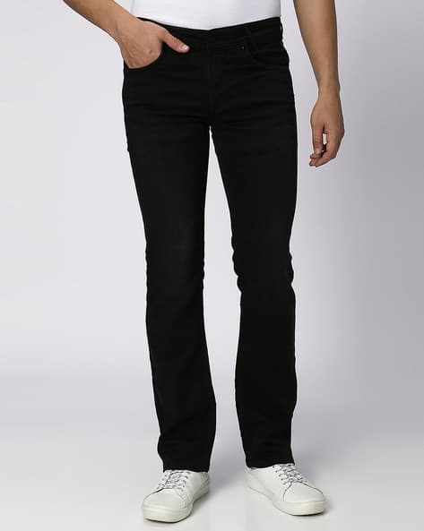 Men Light-Wash Straight Bootcut Jeans